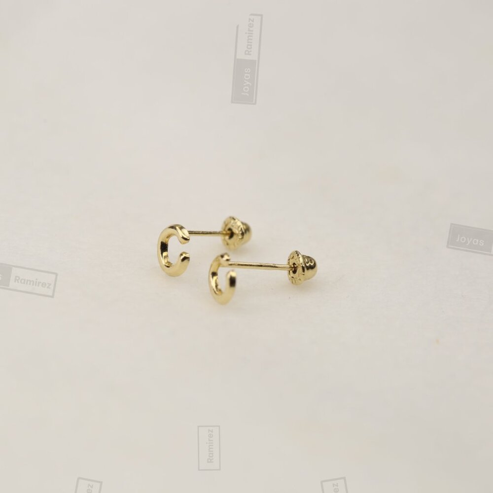 14K Solid Gold Initial Stud Earrings • Perfect Gift For Girls & Teens. - Picture 4 of 13